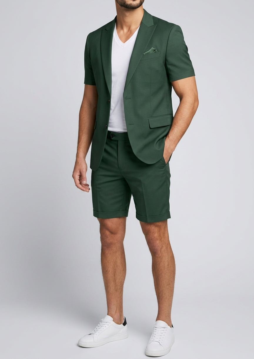 Short Sleeve Blazer Shorts Set Men