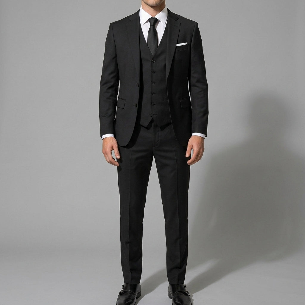 Slim-Fit 3-Piece Suit Men Wedding Wool
