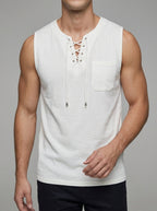 Knit Tank Top Lace Up Men