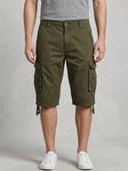 Denim Cargo Shorts Men Cotton Knee-Length