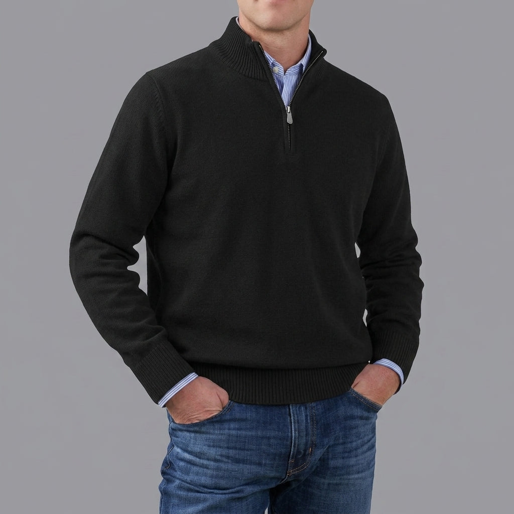 Classic Knit Jumper Men Half Zip Fleece Sweater