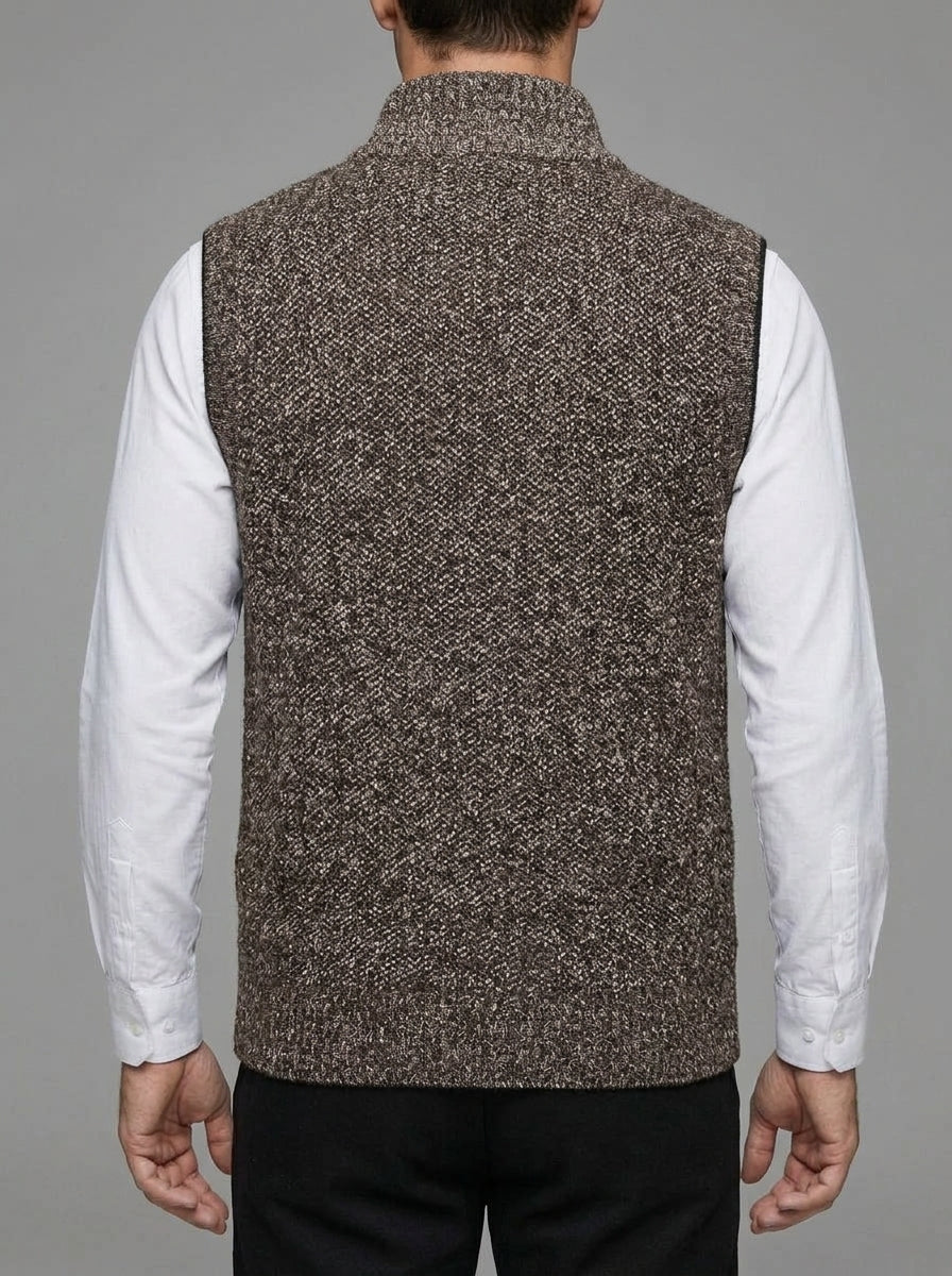 Knit Vest Men Wool Zip Pockets