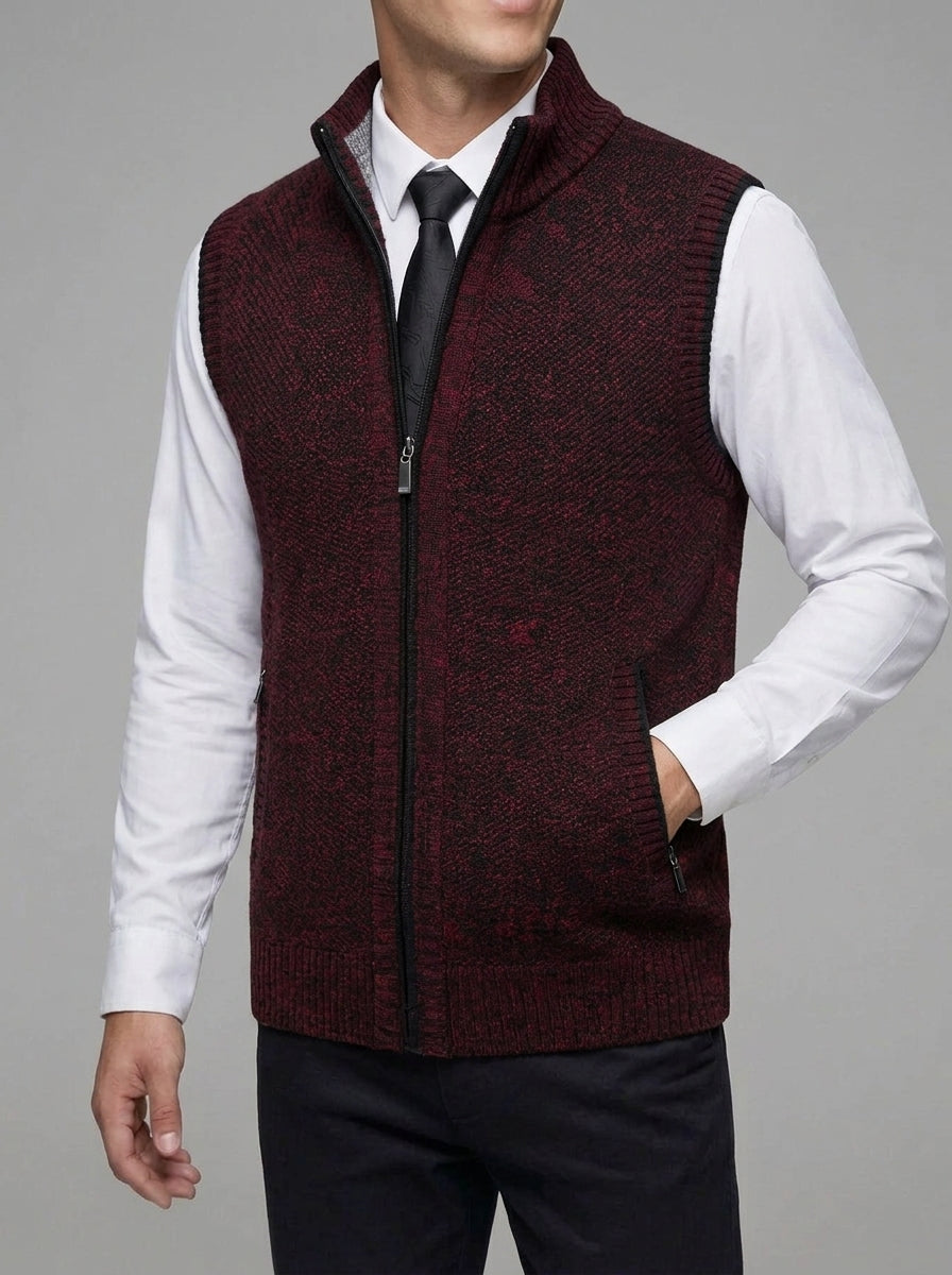 Knit Vest Men Wool Zip Pockets