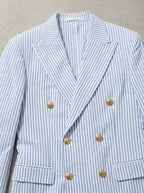 Cotton Blend Striped Double-Breasted Suit Men