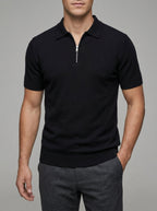 Wool Polo Shirt Men Zippered