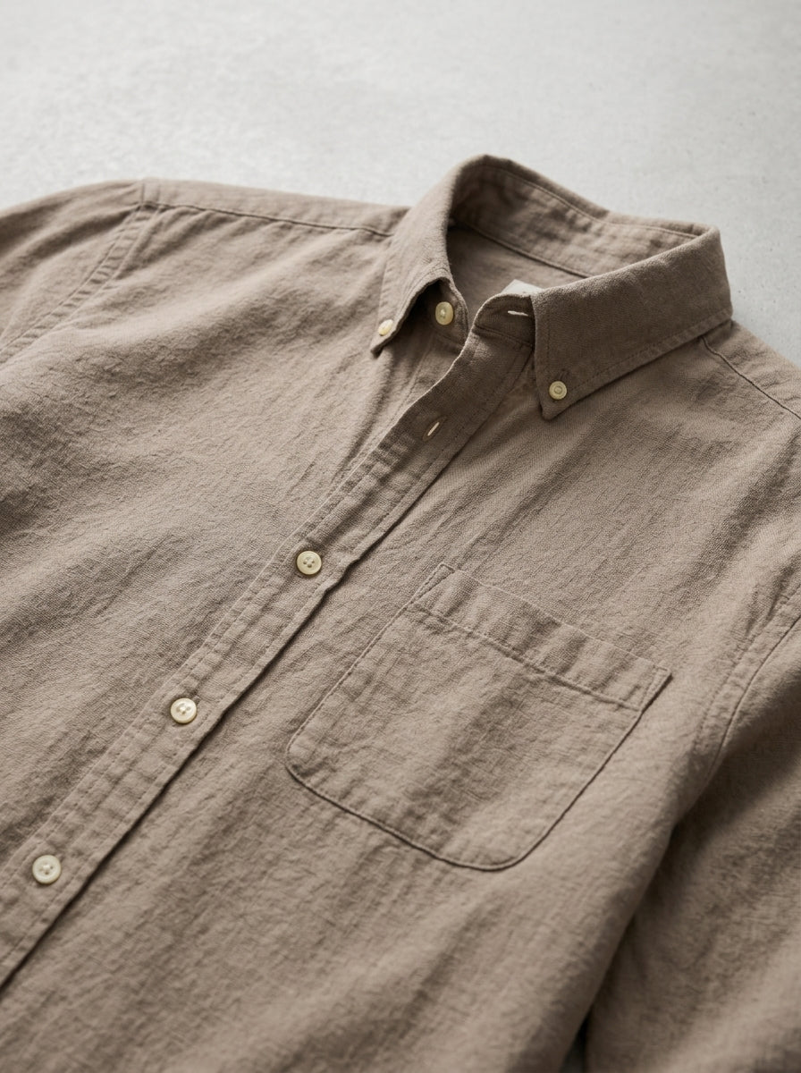 Cotton Button-Down Shirt Men Casual