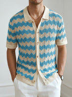 Knit Shirt Men's Crochet Retro Zigzag
