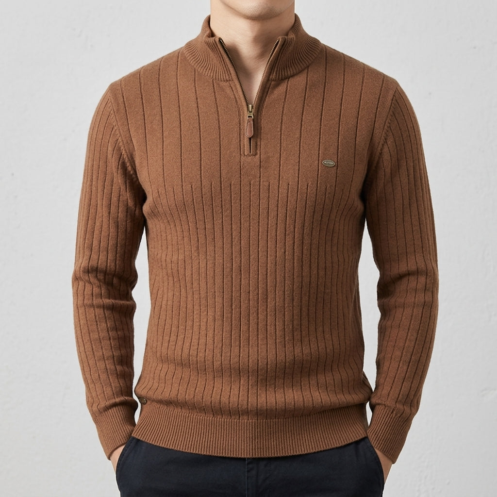 Wool Zip Neck Sweater Men