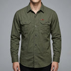 Wool Cargo Shirt Men Long Sleeve Outdoor