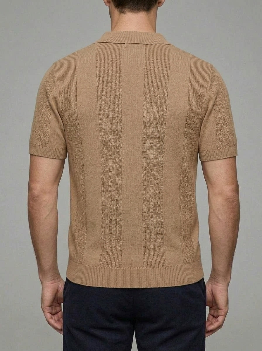 Merino Wool Polo Jumper Men Knitted Shirt