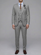 Wool Slim-Fit Elegant 3-Piece Wedding Suit Men