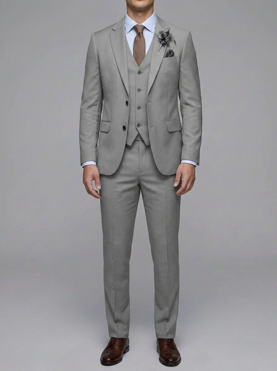 Wool Slim-Fit Elegant 3-Piece Wedding Suit Men