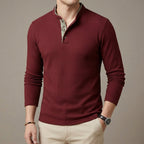 Men's Long Sleeve Polo Shirt – Cotton Contrast Collar
