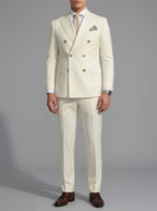 Wool Double-Breasted Suit Set Men