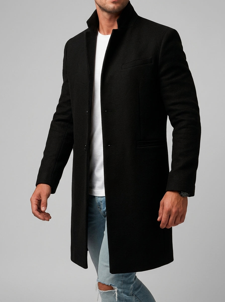 Trench Coat Mens – Tailored Long Wool Winter Coat