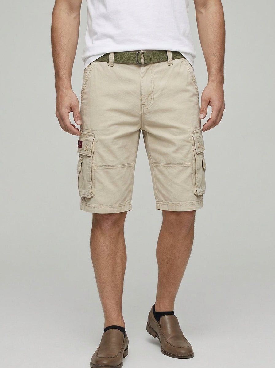 Denim Cargo Shorts Men Adjustable Waist
