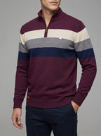 Wool Striped Quarter Zip Sweater Men