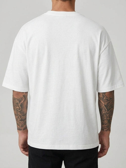 Cotton T-Shirt Rose Print Men Oversized