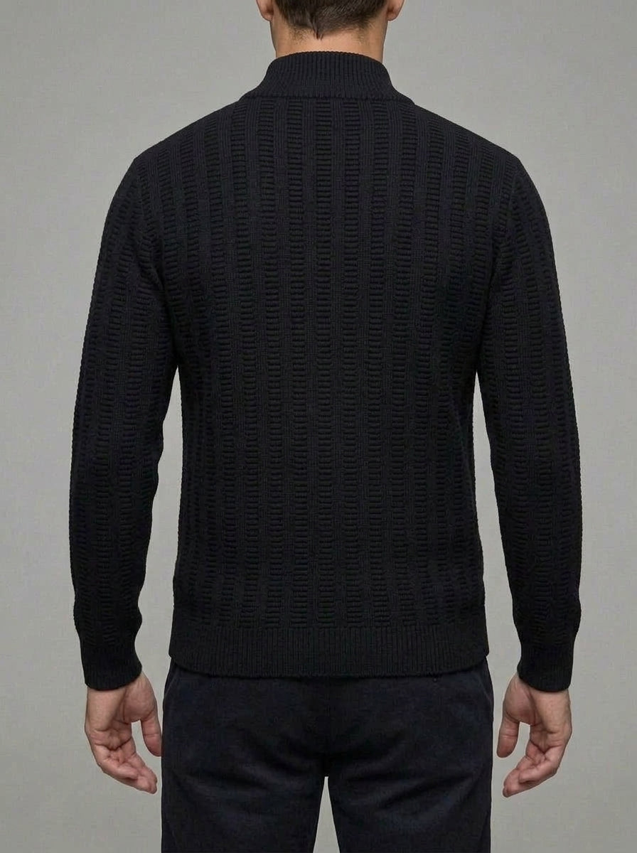Ribbed Quarter Zip Sweater Men – Textured Wool