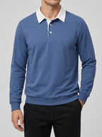 Rugby Shirt Blue – Cotton Contrast Collar