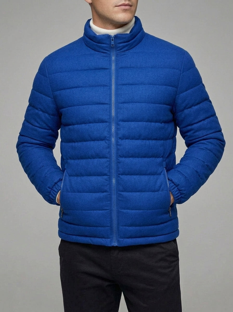 Puffer Jacket Men Wool Blend