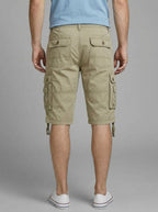 Denim Cargo Shorts Men Cotton Knee-Length