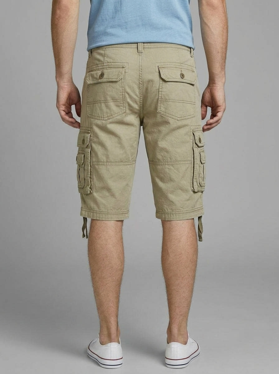 Denim Cargo Shorts Men Cotton Knee-Length