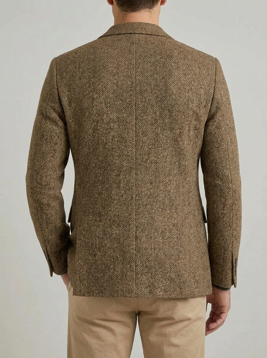 Wool Herringbone Tweed Blazer Men