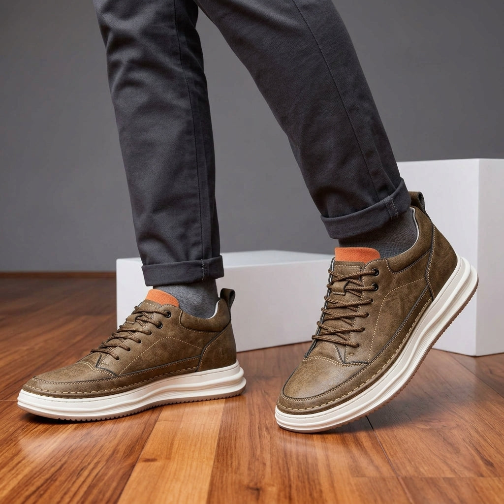 Men's Smart Casual Leather Sneakers Mid-cut