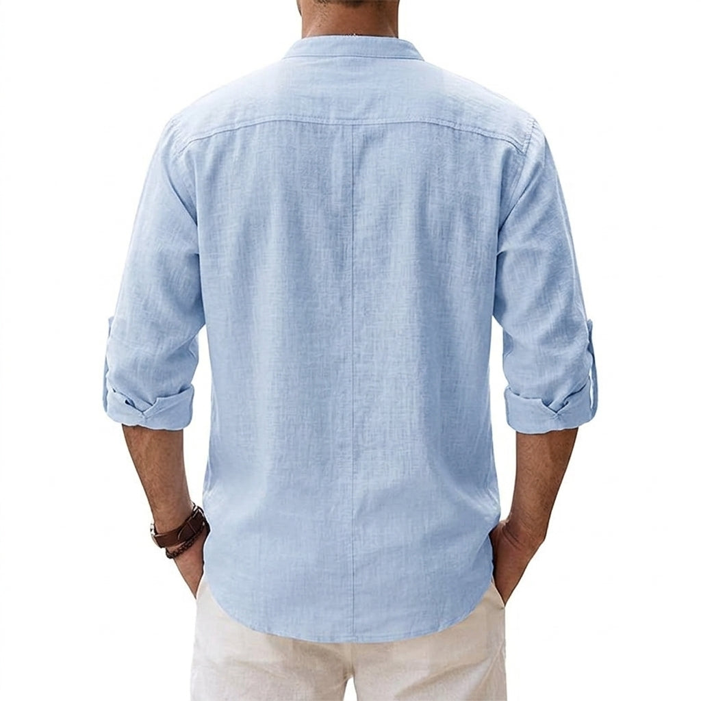 Linen Henley Shirt Men – Button Placket Summer