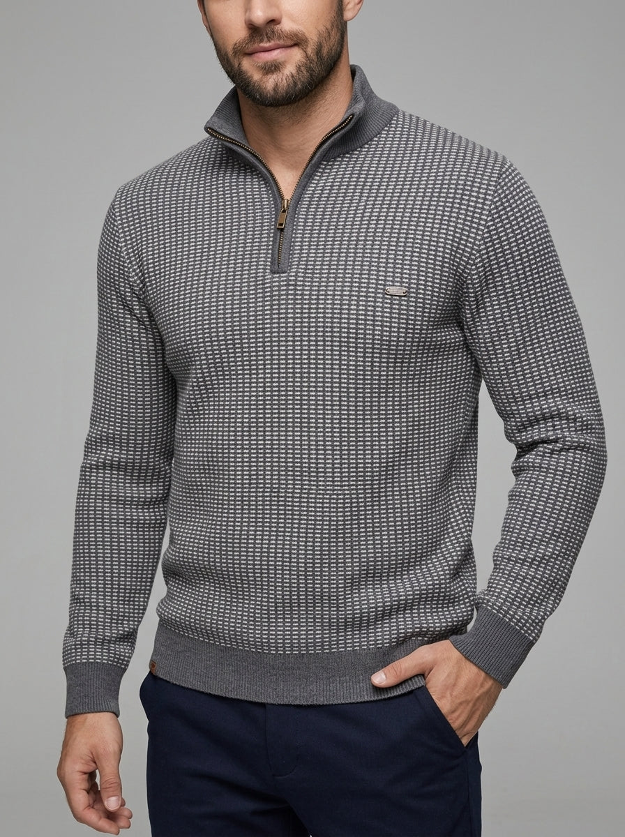 Wool Quarter Zip Pullover Men – Ribbed Knit