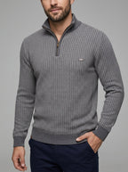 Wool Quarter Zip Pullover Men – Ribbed Knit