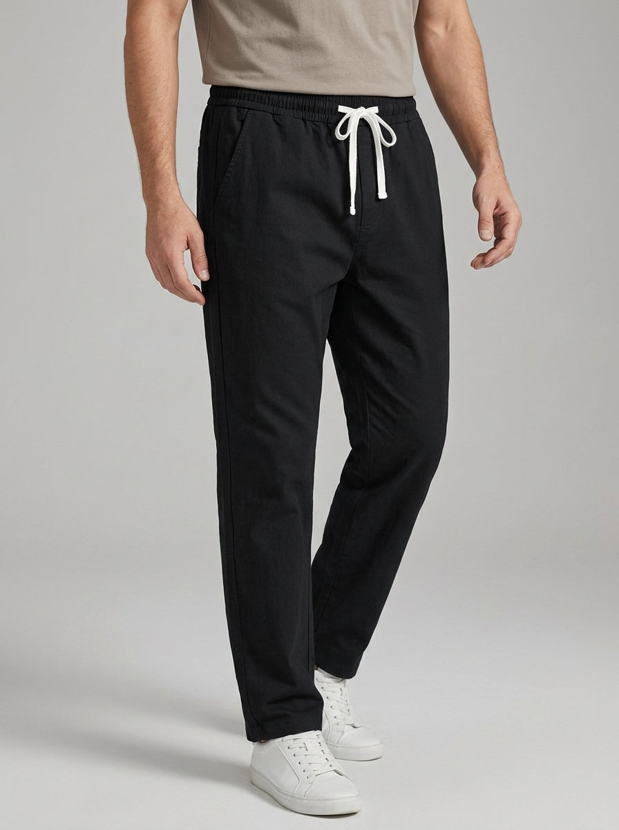 Cotton Straight Leg Trousers Men