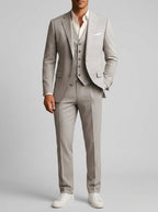 Wool Slim-Fit Elegant 3-Piece Wedding Suit Men