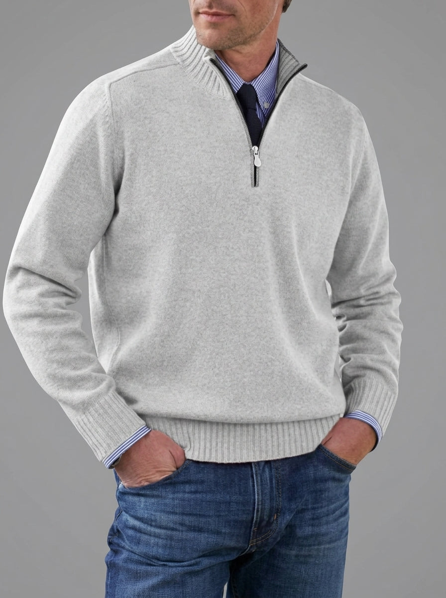 Classic Knit Jumper Men Half Zip Fleece Sweater