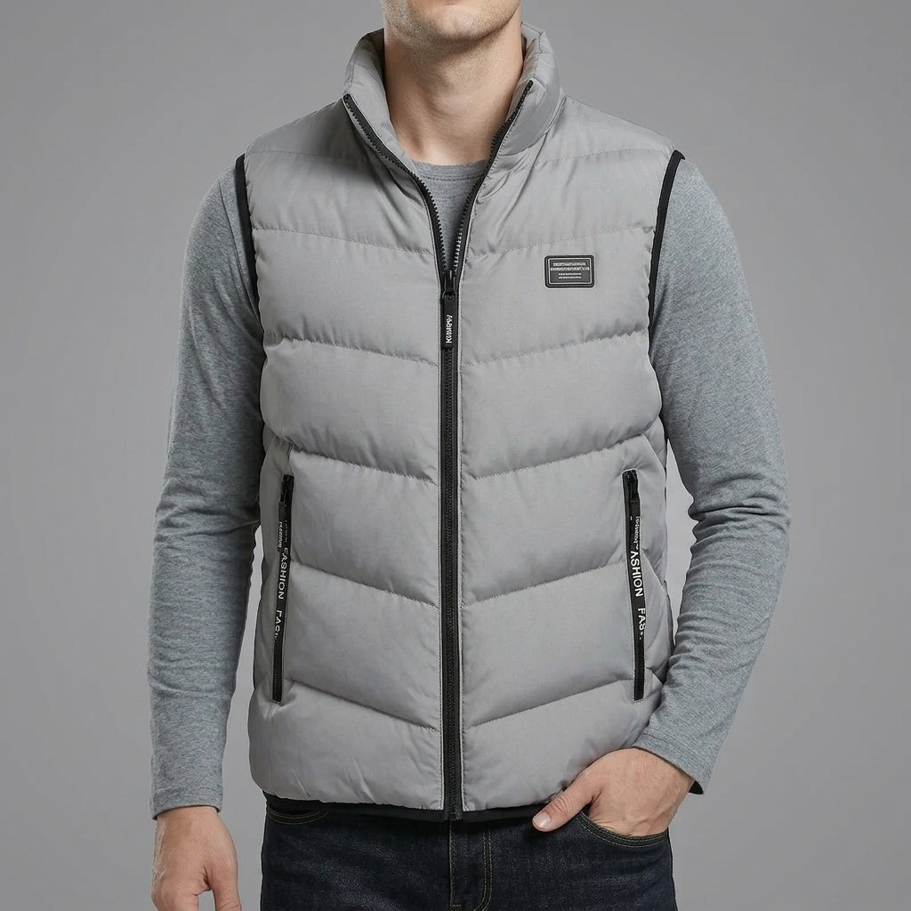 Insulated Quilted Gilet Vest Men Wool Zipper
