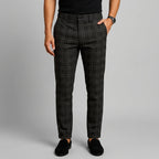 Checked Casual Trousers Men Relaxed Fit
