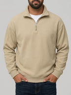 Wool Half Zip Jumper Men – Stand Collar Ribbed