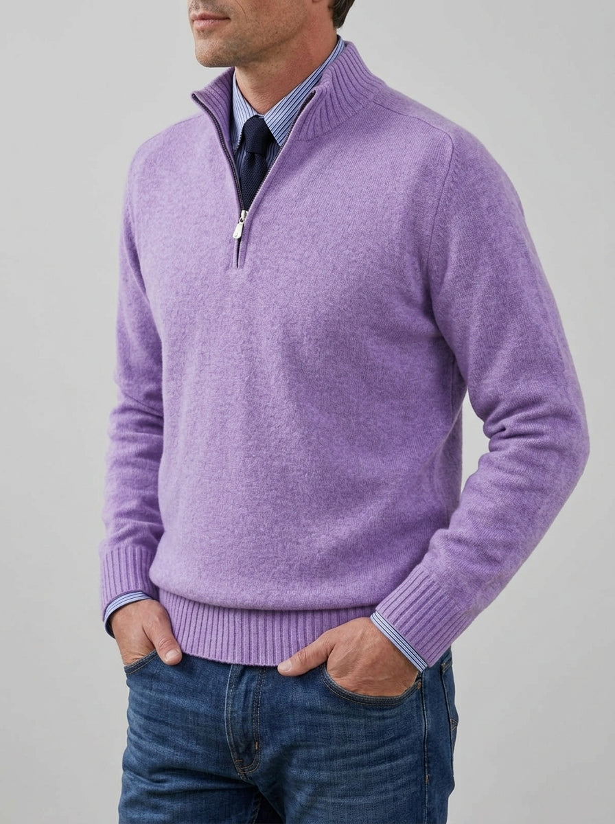 Classic Knit Jumper Men Half Zip Fleece Sweater