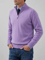 Classic Knit Jumper Men Half Zip Fleece Sweater