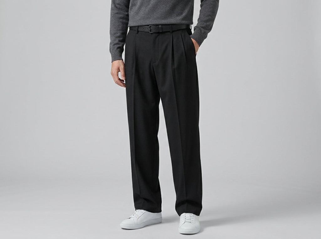 Stretch Tailored Trousers Men Wool Dress Pants