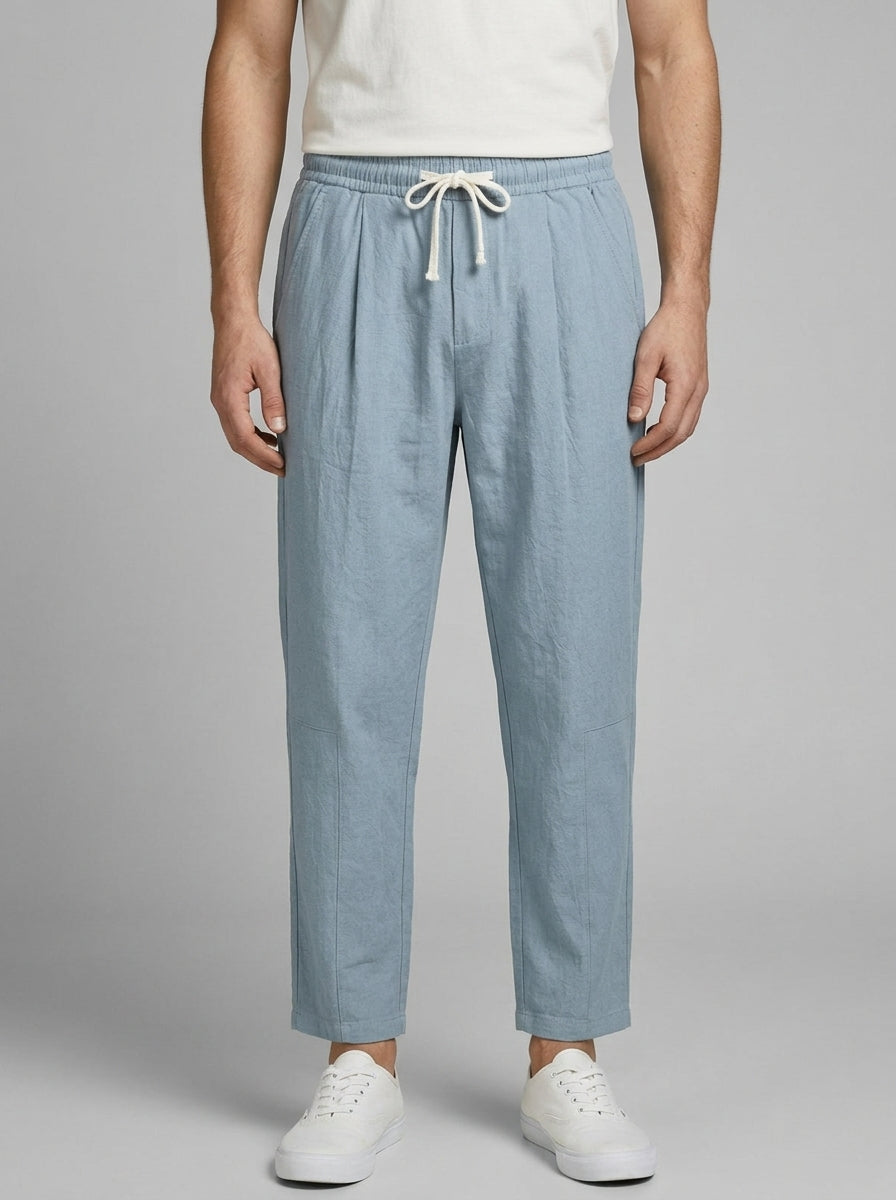 Cotton Straight Leg Trousers Men