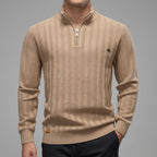 Ribbed Quarter Zip Sweater Men – Textured Wool