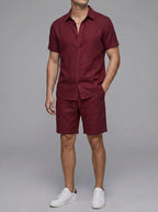 Linen Shirt & Shorts Set Men Summer