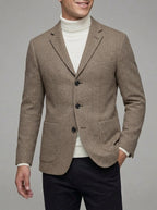 Wool Herringbone Tweed Blazer Men Single Breasted