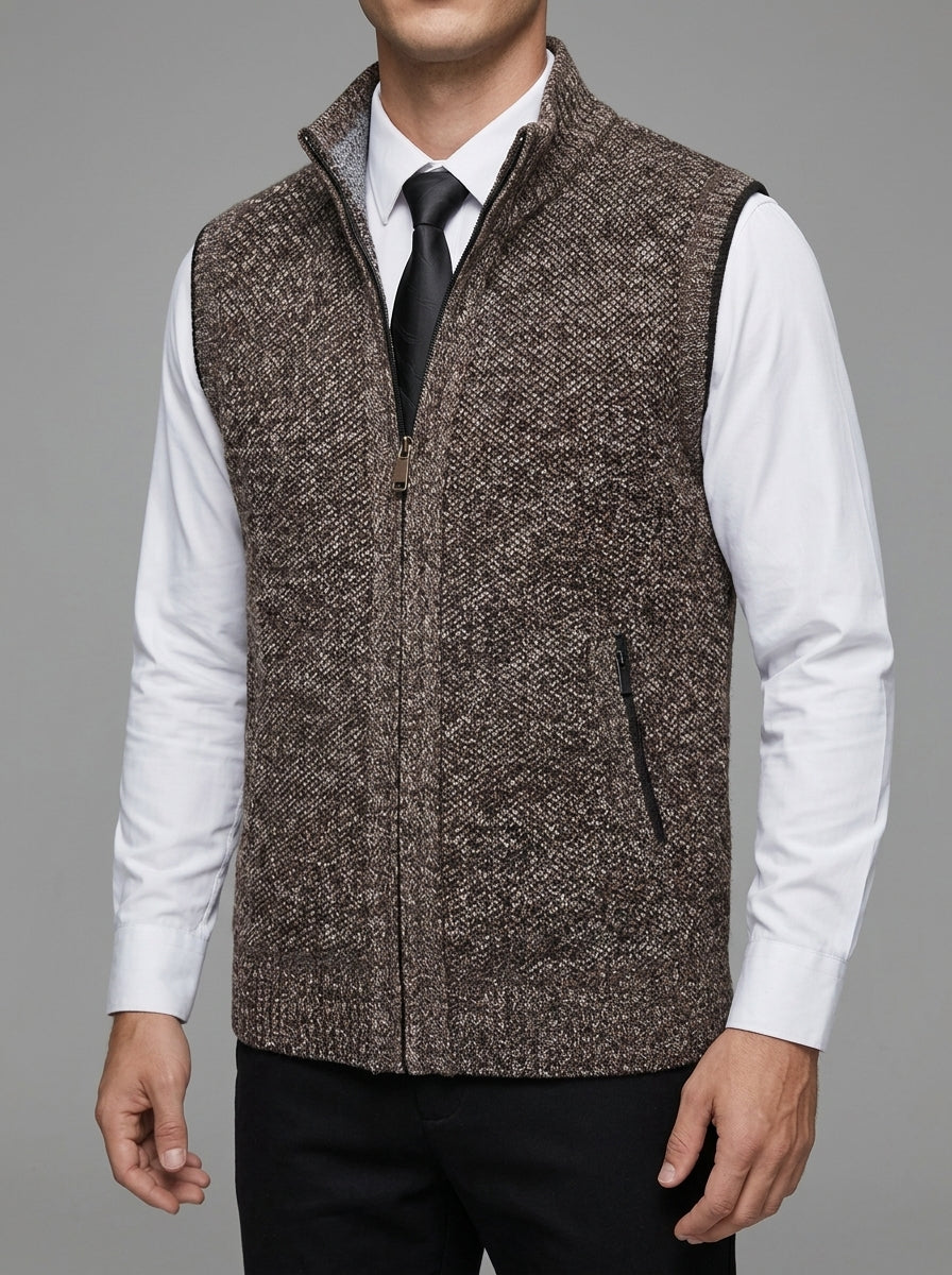 Knit Vest Men Wool Zip Pockets