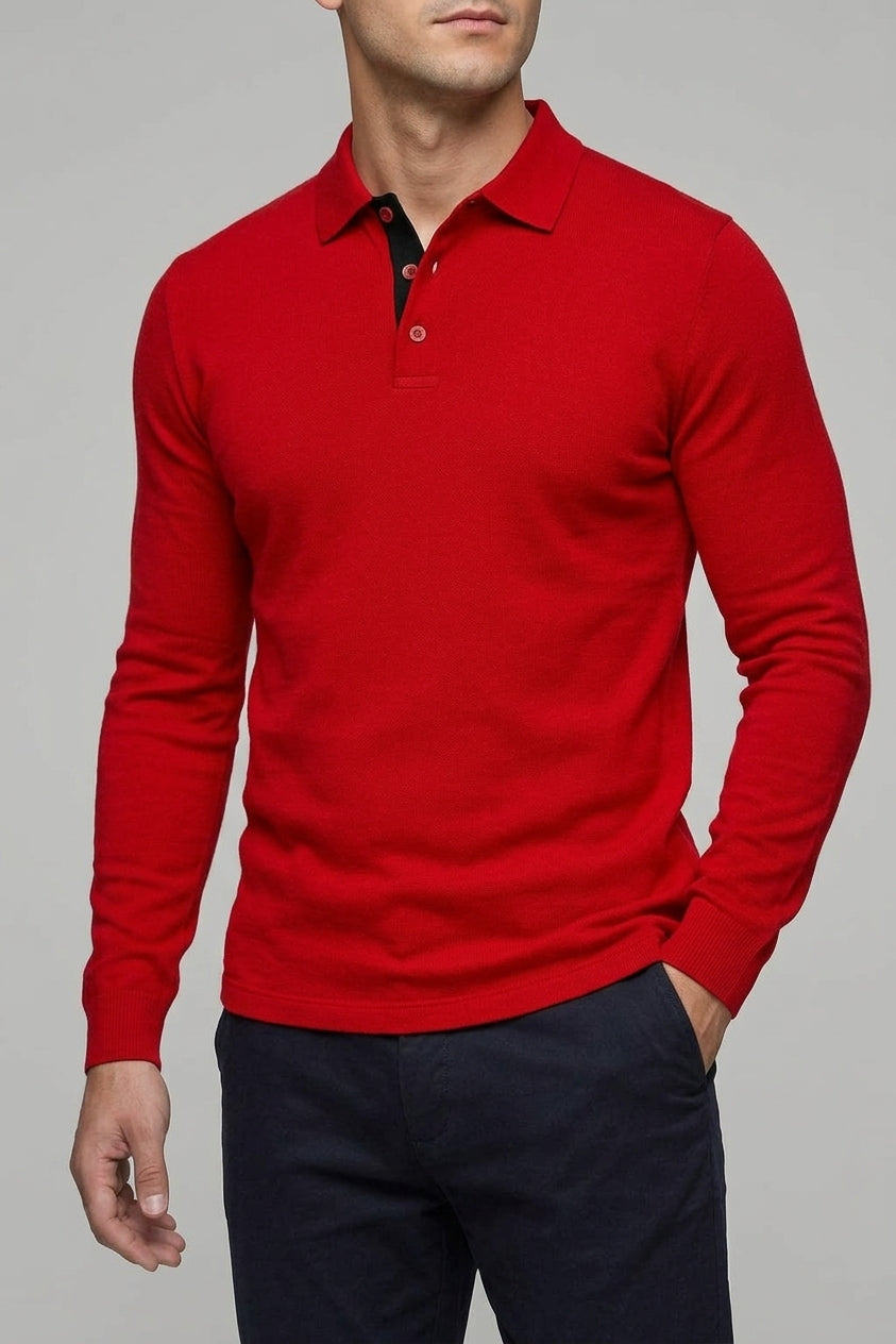 Long Sleeve Polo Shirt Men – Wool Blend