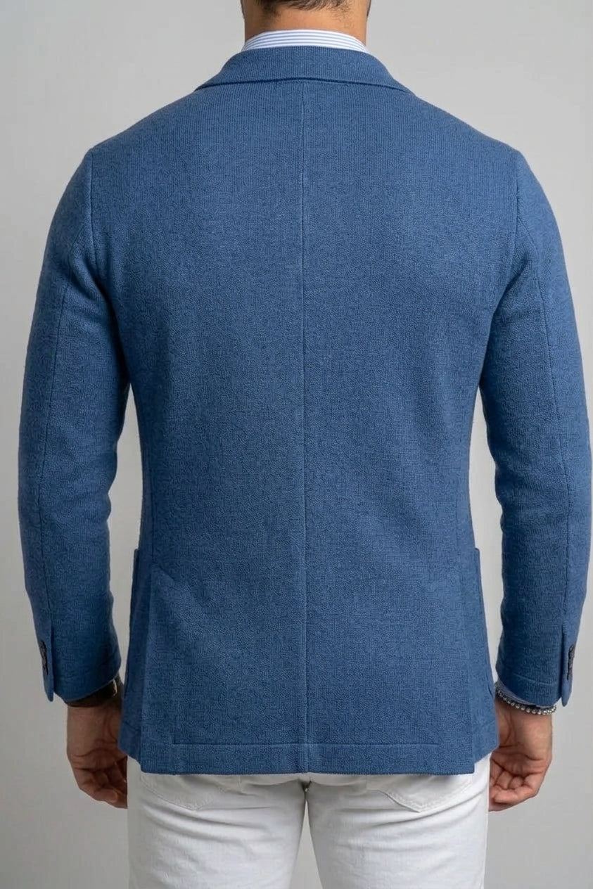 Men's Wool Knit Blazer Notch Lapel