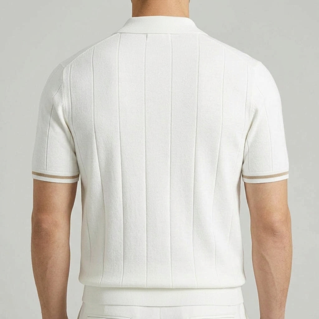 Wool Quarter Zip Polo Shirt Men