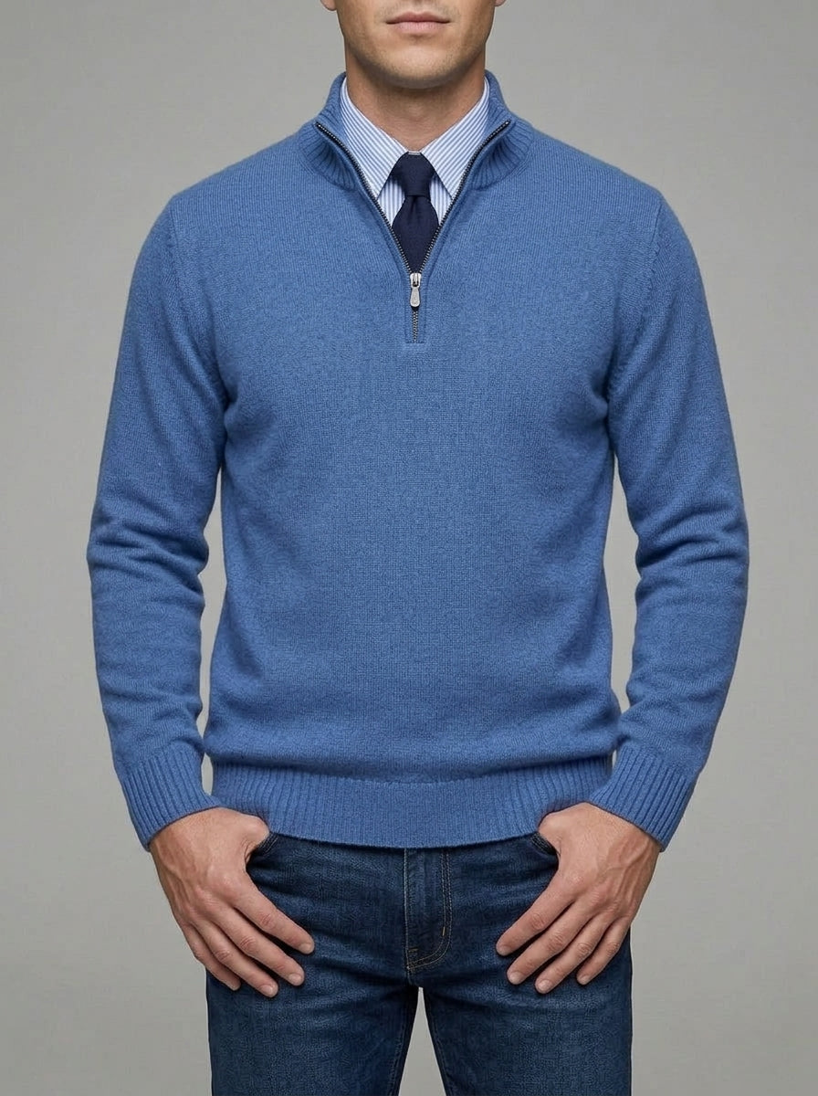 Classic Knit Jumper Men Half Zip Fleece Sweater
